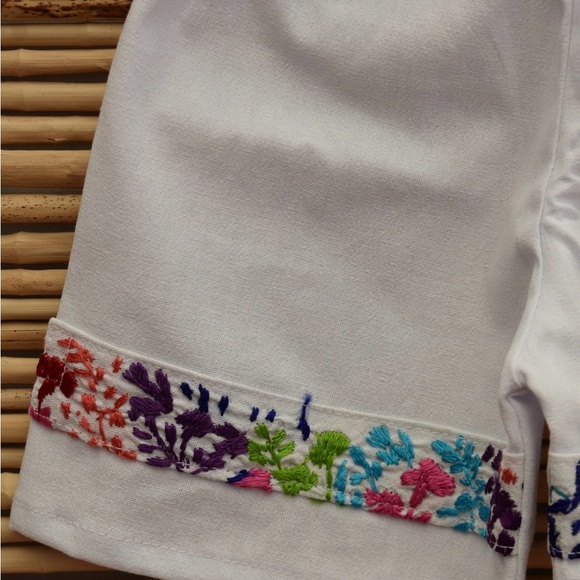 White with Colorful Floral Button Down Shirt - Picture 5 of 6